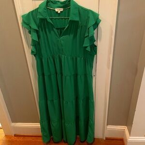Umgee Green Ruffle Sleeve Dress